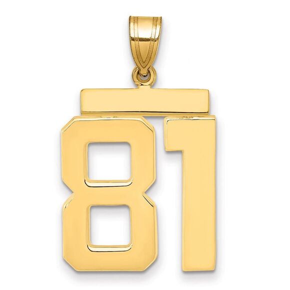 14k Yellow Gold Athletic Collection Large Polished Number 81 Pendant